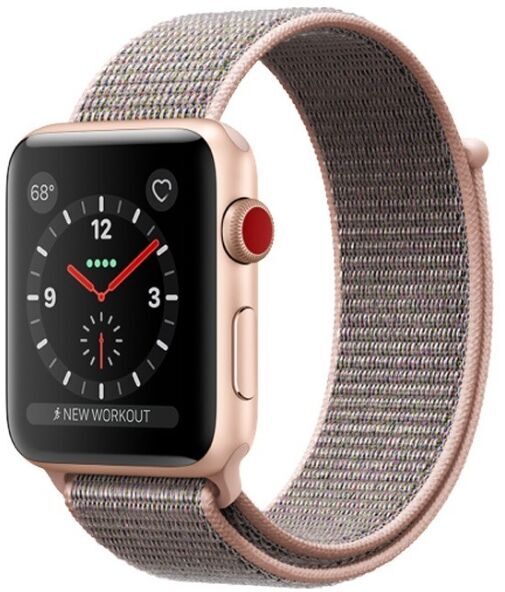 Apple Watch Series 3 (2017) | 38 mm | Aluminium | GPS + Cellular | gold | Sport Loop rosa 1