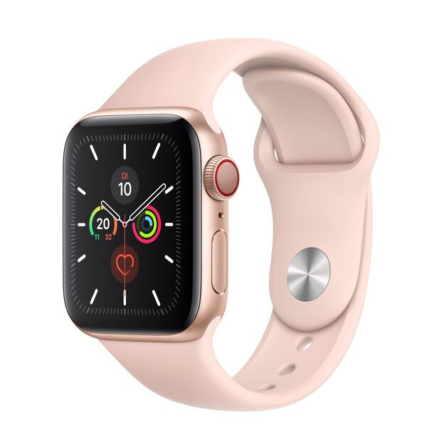 Apple Watch Series 5 (2019) | 40 mm | Aluminium | GPS + Cellular | gold | Sportarmband rosa 2