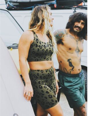boochen - Bike Shorts in Green Leopard
