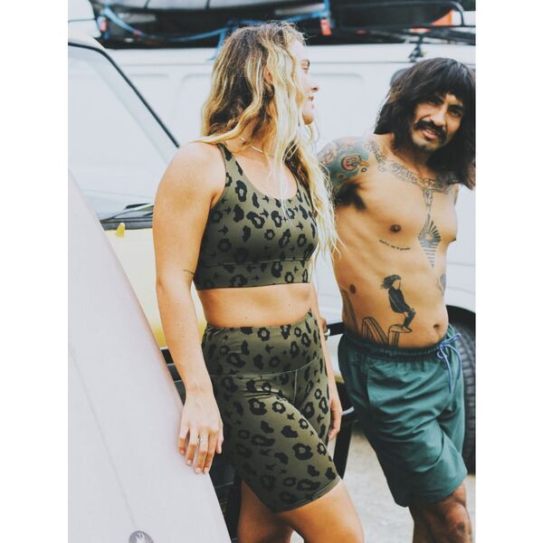 boochen - Bike Shorts in Green Leopard | Größe M, image 1 of 5