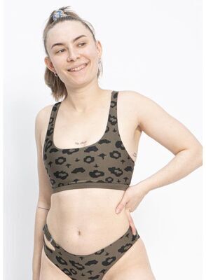 boochen - Caparica Bikini-Oberteil wendbar in Green Leopard / Moss