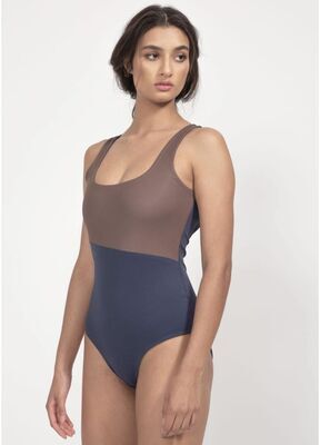 boochen - Langeoog Badeanzug wendbar in Midnight blue / Mocha