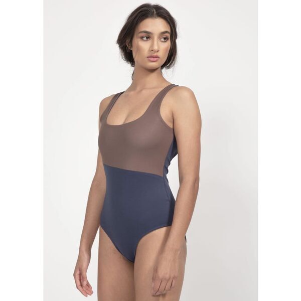 boochen - Langeoog Badeanzug wendbar in Midnight blue / Mocha | Größe S, image 1 of 5