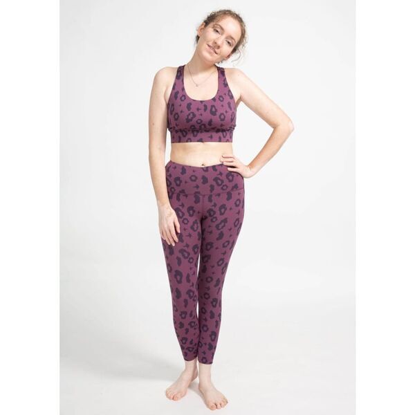 boochen - Surf & Yoga Leggings in Lila Leopard | Größe L, image 1 of 5