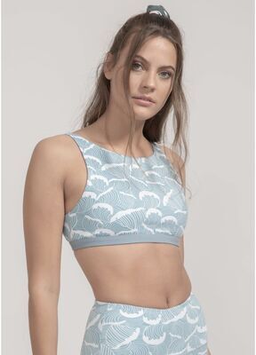 boochen - Sport-BH Meco in Ocean Waves Print