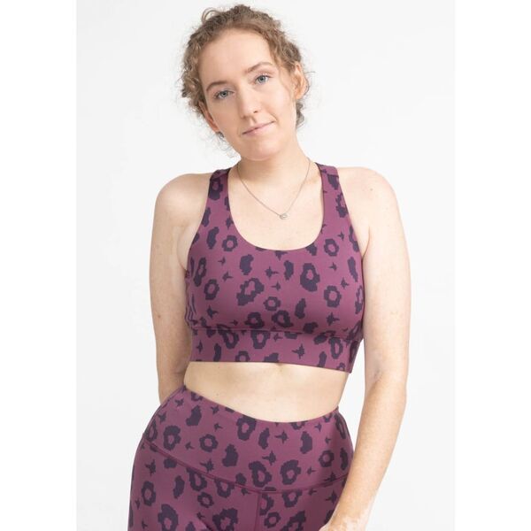 boochen - Sport-BH Ubud in Lila Leopard | Größe XXL, image 1 of 5