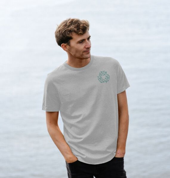 refurbed - Recycelbares Unisex T-Shirt Recycling Print | grau | Größe L, image 3 of 3